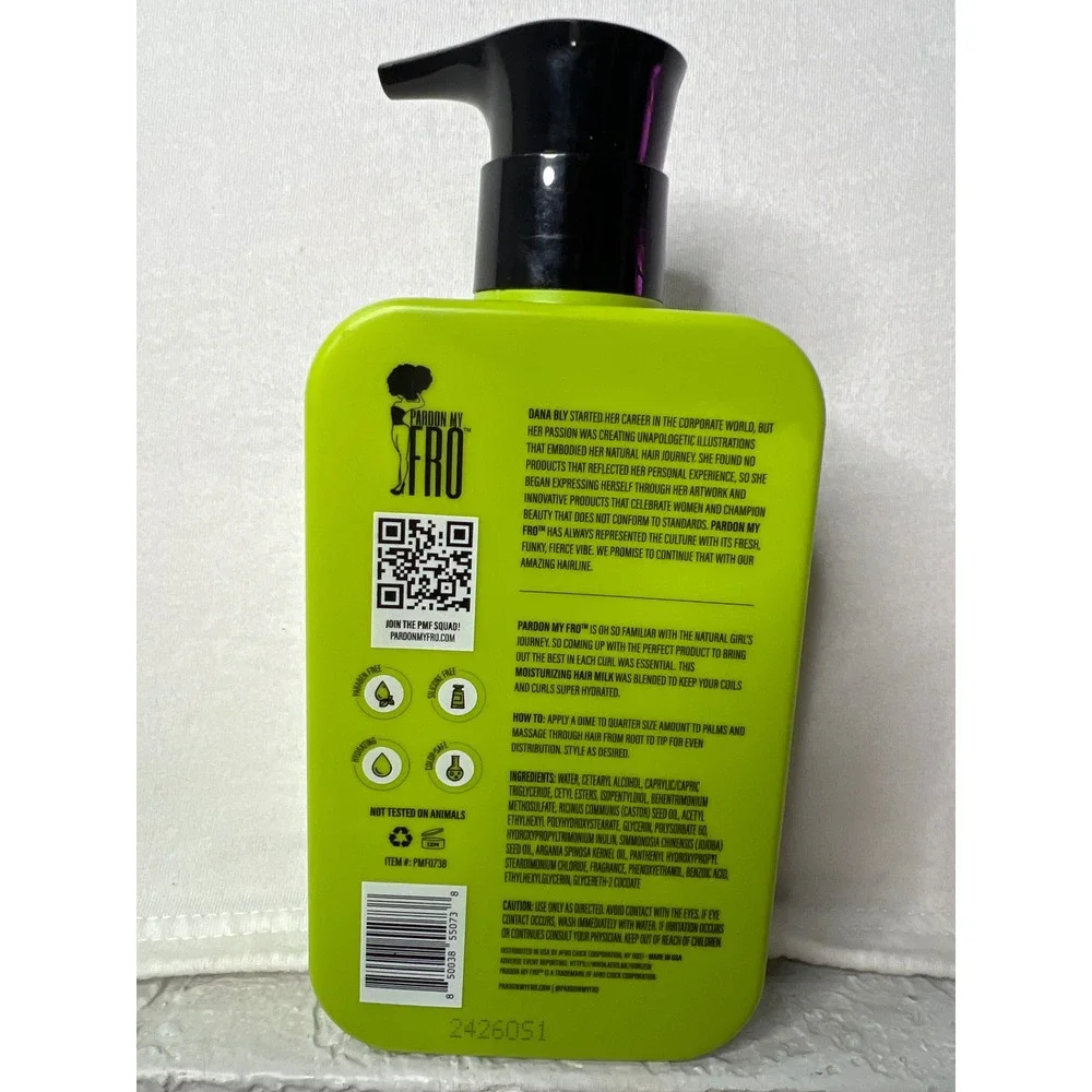 Pardon My Fro Moisturizing Hair Milk Unisex 12oz Green Like New Pump Bottle